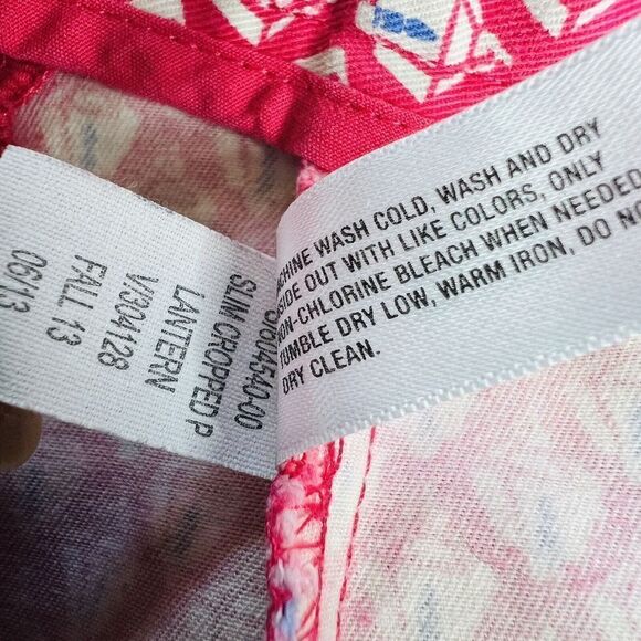 GAP Woman Size 6P Pink Slim Cropped Capri Pants Geometric Spring Summer 0812 - Picture 7 of 14